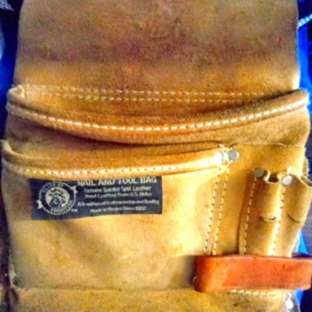 Genuine sueded leather nail and tool bag